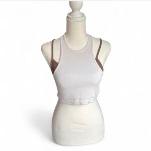 Trending Layered Ribbed Bra – Cream & Brown